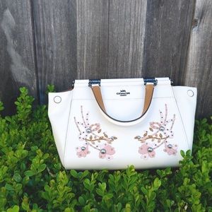 Authentic Coach Bag with Flower Embroidery